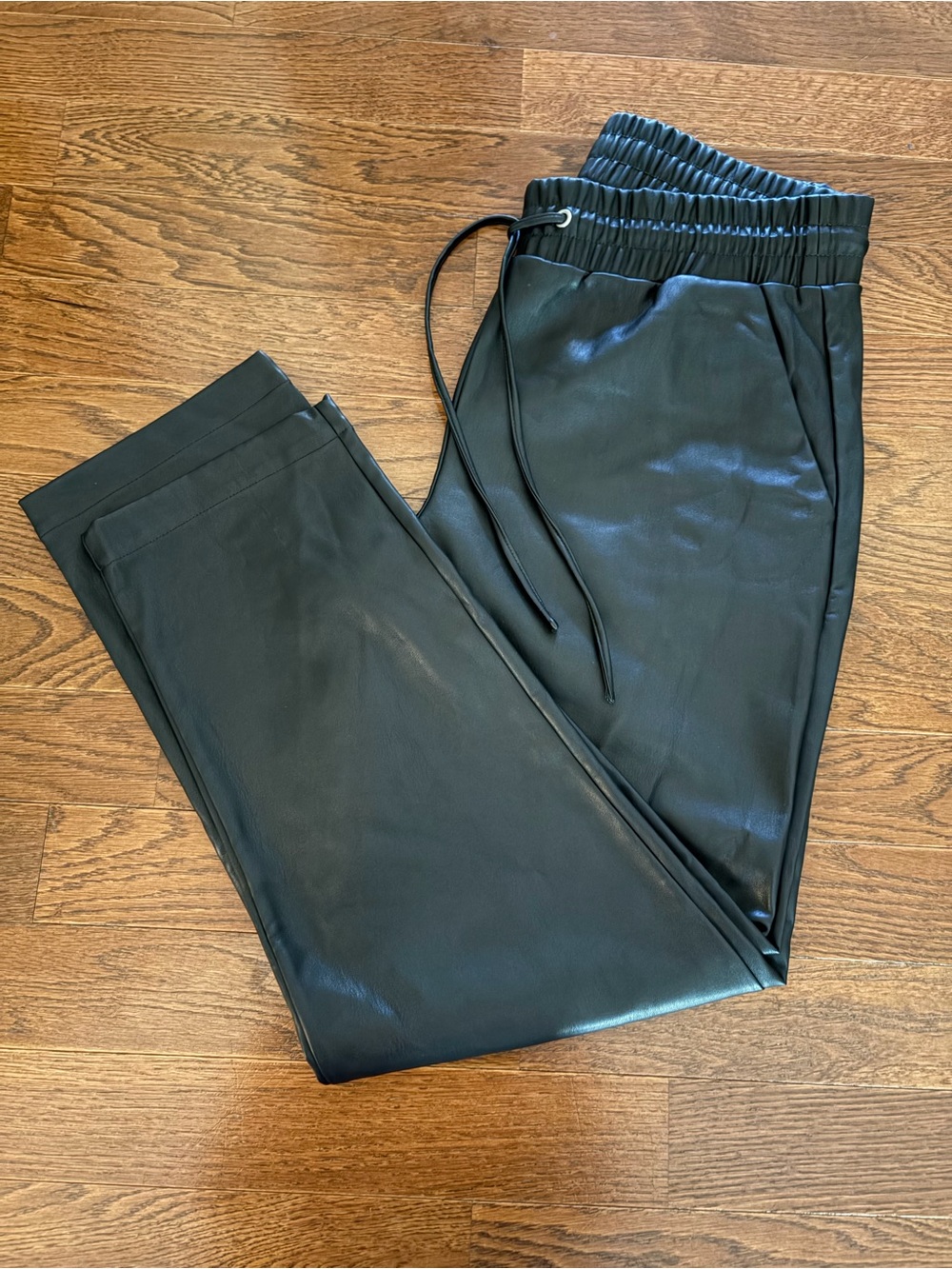 LOFT Faux Leather Drawstring Pant - Black - Medium - Womens